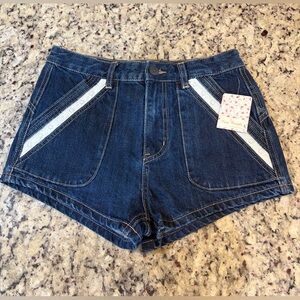 Free People Dark Blue Jean Shorts